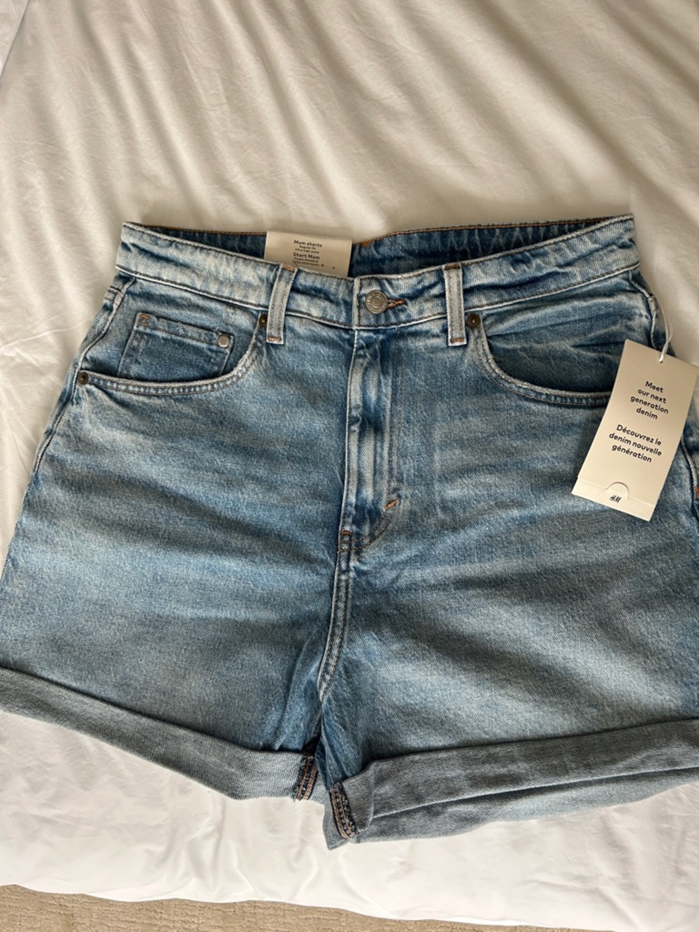 H&M Faded Blue High-Rise Denim Shorts
